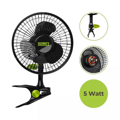 Clip Ventilator 5W | Ø15cm mit Stangenclip | PROFAN PROFESSIONAL | Garden Highpro